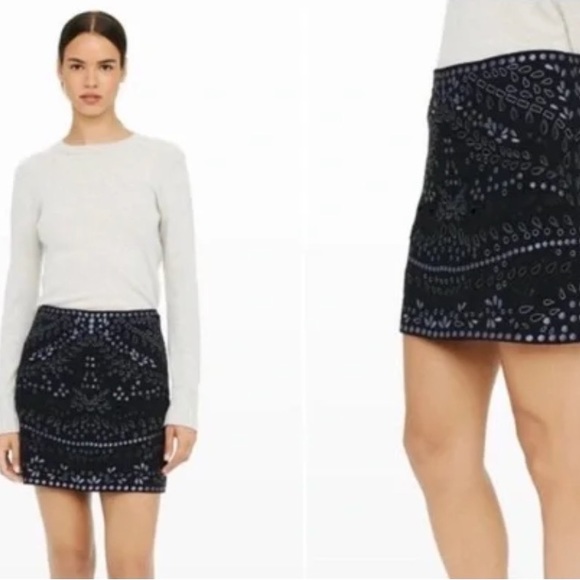 Club Monaco Black Beaded Mini Skirt - Picture 2 of 8